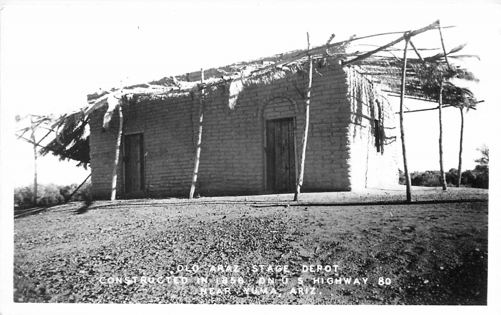 1940s Yuma Arizona Old Araz Stage Depot Highway 80 RPPC Postcard 25-10332