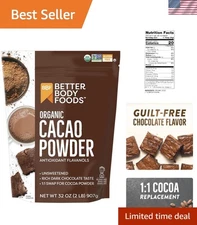 Pure Organic Cacao Powder 32 Oz - Enjoy Guilt-Free Rich Chocolate Deliciousness