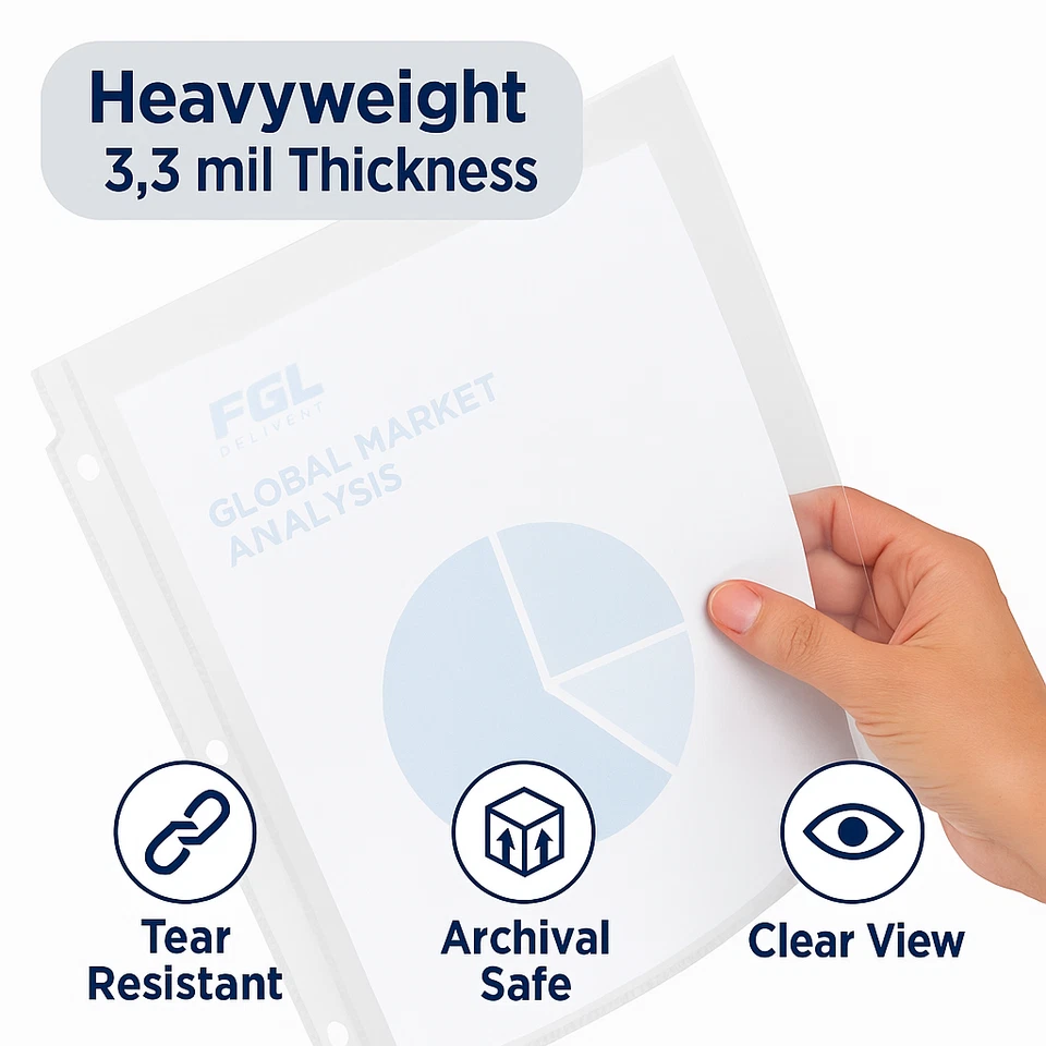 Avery Heavyweight Clear Sheet Protectors 8.5x11 3-Hole Top Load 250 Ct - Image 3 of 4