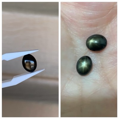 Natural  2.3ct Black 6 Ray Star Sapphire Oval 6*8mm for ring pendant