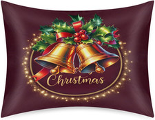 Christmas Satin Pillowcase for Hair and Skin Christmas Bell Soft Silk Pillow Cas