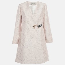 Balenciaga Pink Slubbed Silk Blend MidLength Coat M