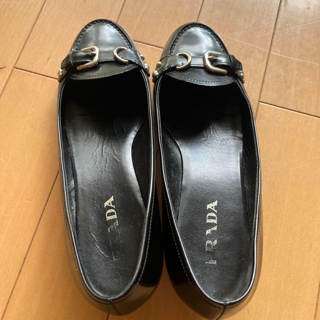 PRADA Women's Buckle Pumps Size:36/JP:23 Leather Black From Japan 135136K Authen thumbnail 2