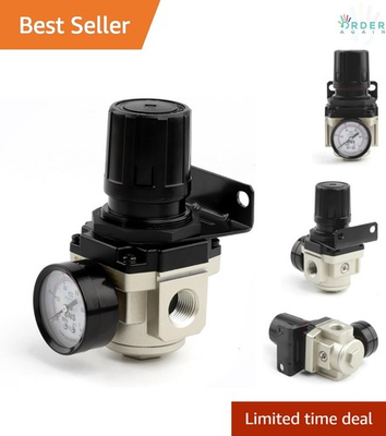 #ad Female Air Pressure Regulator Aluminum 1 2 NPT Adjustable Gauge Bracket $62.97