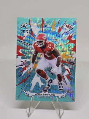 Josh Simmons 2025 Topps Resurgence Aqua Surge #145 /250 RC Chiefs