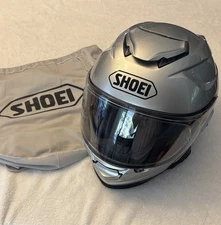 Shoei Silver Motorcycle Helmet  With Sena SLR