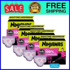 Ninjamas Girls Nighttime Underwear S/M 14 Ct 4-Pack Fast Ship USA
