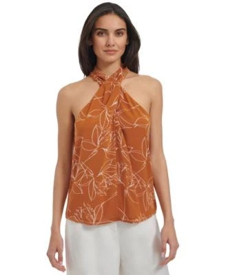 Calvin Klein Womens Printed Crisscross Hal 197383262047 LARGE RT $69.0 #1