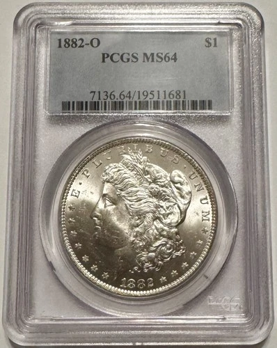 1882-O Morgan Silver Dollar, Attractive Original Luster, Older Holder, PCGS MS64