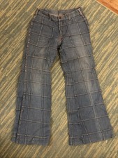 Vintage 70s style Patchwork Brittania Flare Bell Bottom Cotton Denim Jeans