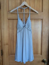 Victoria  s Secret Medium Gray Babydoll Lace Coquette Chemise Slip Dress CLEAN