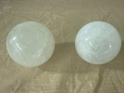 2 Clear Quartz Crystal Sphere's 873 & 816 Grams! Very Beautiful Rainbows!