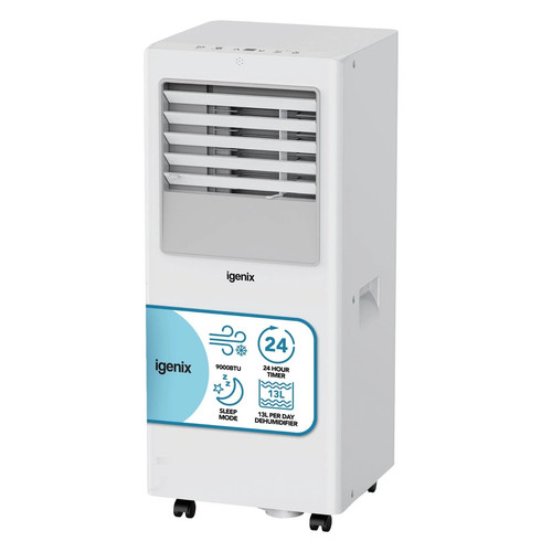 3-in-1 Portable Air Conditioner, 9000 BTU, Igenix, White *Damaged Box*