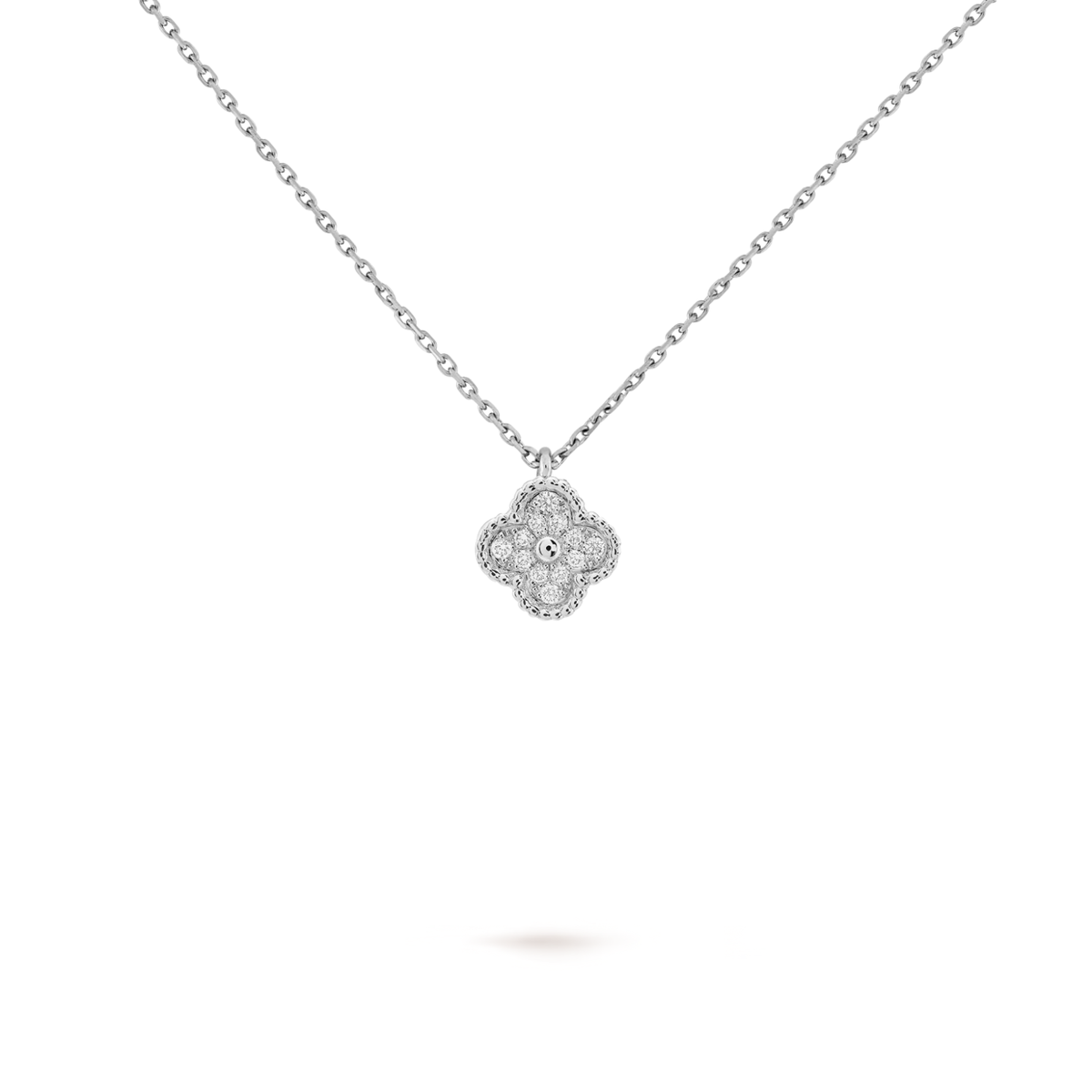 VAN CLEEF ARPELS 18k White Gold Diamond Sweet Alhambra Pendant