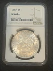 1887- P Morgan Dollar NGC MS64+
