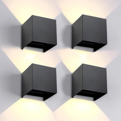 4 Pack Outdoor Wall Lights Exterior/Interior,12W Warm Light 3000K LED Modern ...