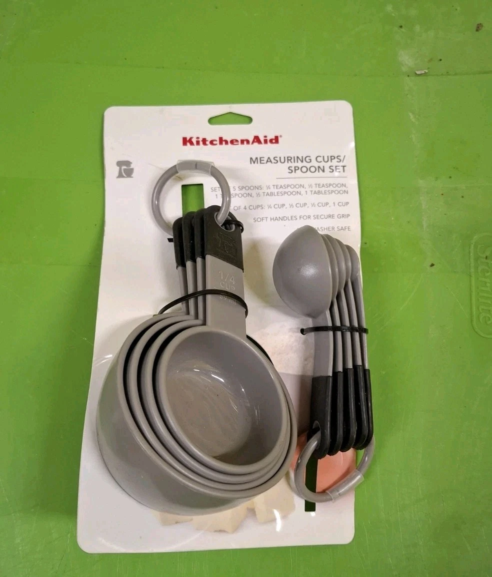 Kitchen Aid 4 Cup & 5 Spoon Measuring Set - Storm Gray (NEW) KE475OHGSA