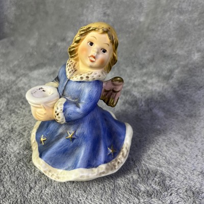 Goebel Weihnacht Hummel Singing Angel Candleholder Figurine Blue