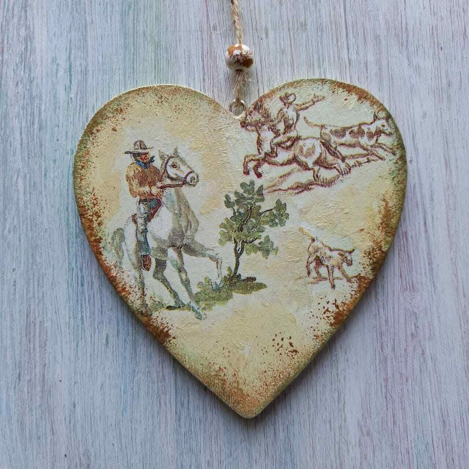 Heart Ornament Western Room decor home Wall art Cowboy horse Rustic Country west - Image 3 of 4