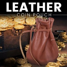 Leather Drawstring Wrist Taxi Pouch Coin Purse Change Money Bag Wallet Note Case