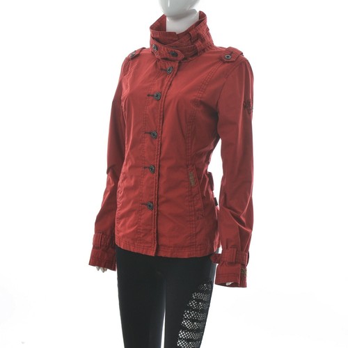 Khujo Vintage Inspired Women's High Collar Button Up 3-in-1 Parka Jacket Red L - Picture 2 of 6