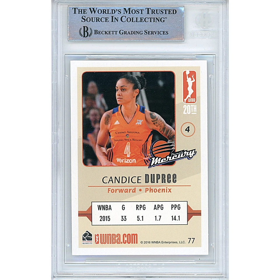 Candice Dupree Signed 2016 WNBA #77 Phoenix Mercury Beckett BAS Slabbed Auto - Image 2 of 4