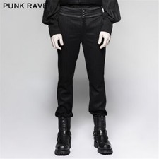 Punk Rave Men High Waist Pants Trousers Gothic Black Vintage Steampunk Victorian