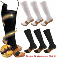 Copper Compression Socks 15-20mmHg Best for Men Women Running Athletic Medical #