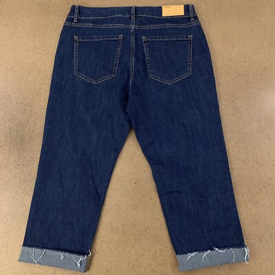 ONLY Blue Denim Women's Size 30 Dark Wash Straight Leg Fray Cropped Jeans NWT