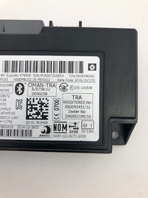 Dodge Chrysler Jeep Ram 2011-2018 módulo telemático OEM Mopar 05091960AC Foto 2 de 4