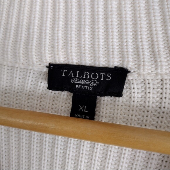 Talbots cotton blend button front cream cardigan … - image 2