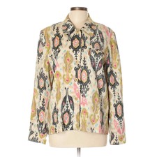 Vintage Doncaster Y2k Eclectic Abstract Print Statement Linen Jacket Size 10