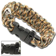 Emergency Paracord Bracelets, Survival Bracelet with Whistle - Autumn Camo