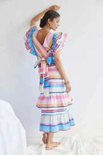 NWT Anthropologie Plenty by Tracy Reese Ruffled Maxi Dress Size Small