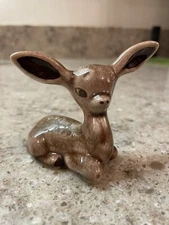 Vintage Ceramic Large Ear Laying Down Baby Deer Excellent Initials S D