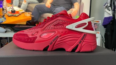 Brand New RAF SIMONS Red Leather Cyclon 21 Sneakers Various Sizes Red October