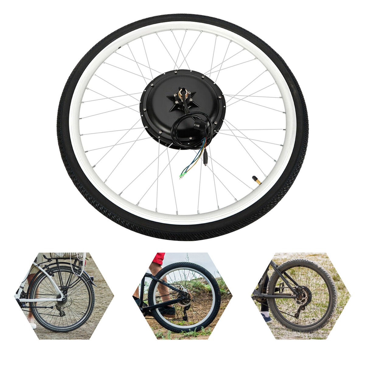 28'' EBike Rear Wheel 1000W Electric Bicycle Hub Motor Conversion