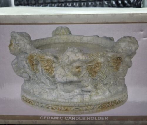Cherubino grande portacandele in ceramica crepitante 3 stoppini - Foto 12 di 14