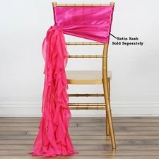Fuchsia CHIFFON Curly CHAIR SASH Wedding Party Decorations WHOLESALE SALE