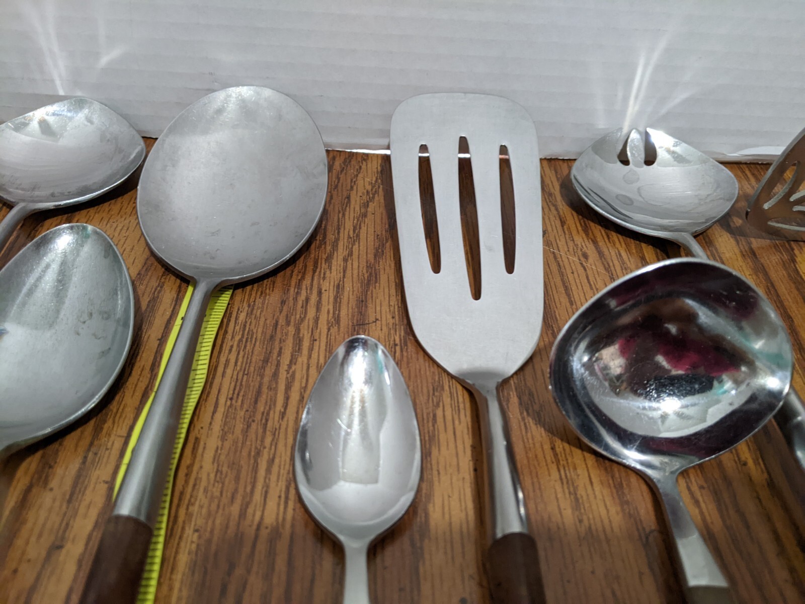 Vintage Lot Of 10 Ekco Epic Japan Canoe Muffin Silverware Flatware Wood