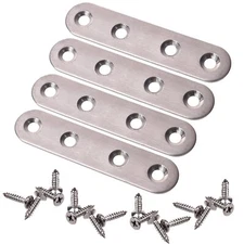 Mending Repair Plate 4pcs 3 inches Stainless Steel Flat Bracket Connector