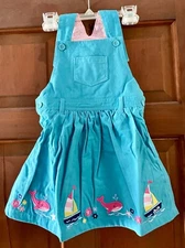 JoJo Maman Bebe Nautical Applique Pinafore Dress size 4-5