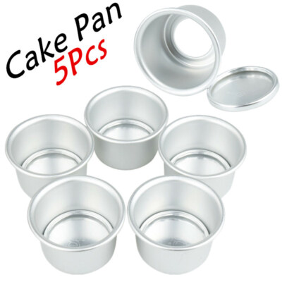 5Pcs 2 inch Non Stick Form Round Mini Cake Molds Bake Tin Tray Pan ...