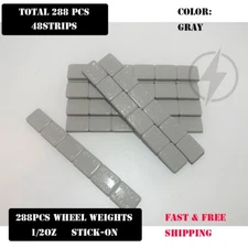 1 BOX 1/2 OZ GREY WHEEL WEIGHTS STICK-ON ADHESIVE TAPE 9 LBS LEAD-FREE 288 PCS
