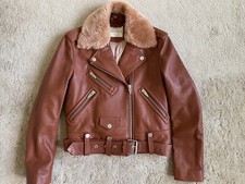 The Arrivals Rare Moto Leather Belted Jacket With Fur Insulated 