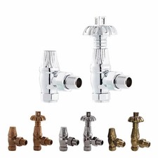 Arroll UK18 Traditional Ornate Thermostatic Angled Cast Iron Radiator Valve Set
