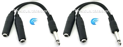 2 Pack 1/4'' Male Mono Plug to Dual 1/4'' Jacks (F) Premium Audio Cable Wire VWLTW
