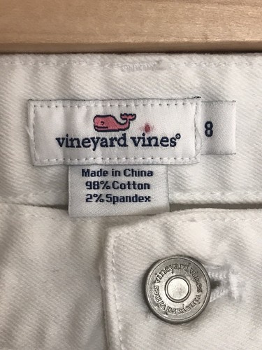 EUC Girl's Vineyard Vines White Cotton/Spandex 5-Pocket Summer Jeans Size 8 - Picture 2 of 4