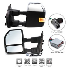 Tow Mirrors Fits 2007 Ford F250-F550 Super Duty Power Heated Signal Chrome