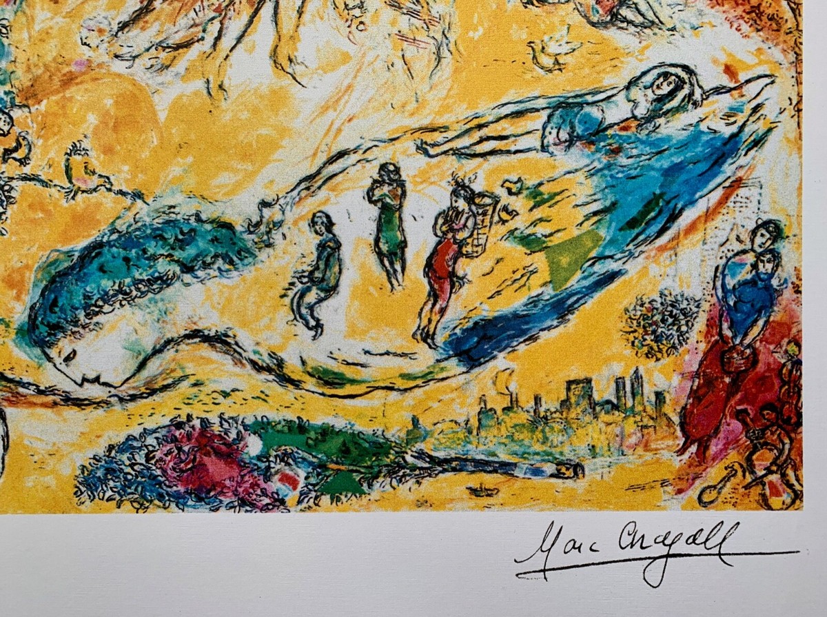 廃版Marc Chagall アートポスター フレーム　複製直筆サインあり 廃版Marc Chagall アートポスター フレーム 複製直筆サインあり